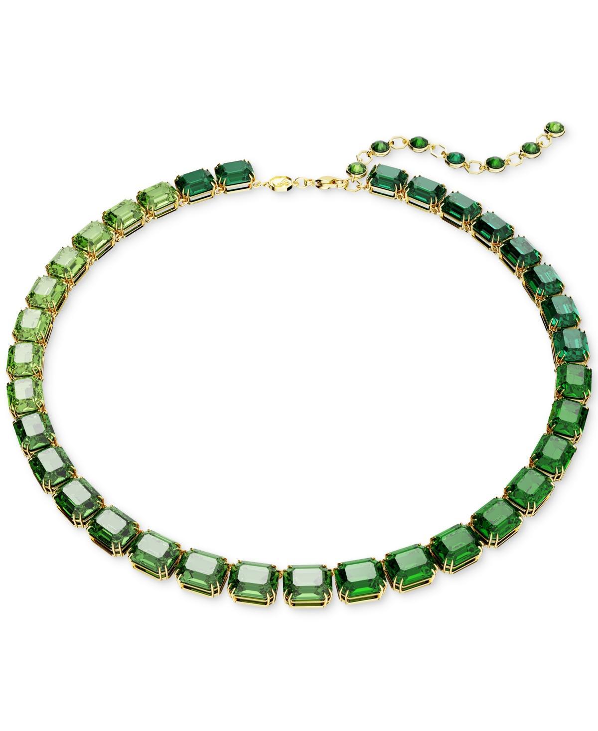 Swarovski Millenia Green Color Gradient Octagon Cut Collar Necklace in Gold Tone, 14.96-16.93 Product Image