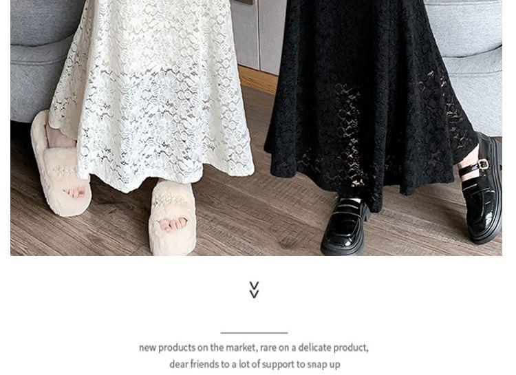 High Waist Lace Maxi Fishtail Skirt Product Image