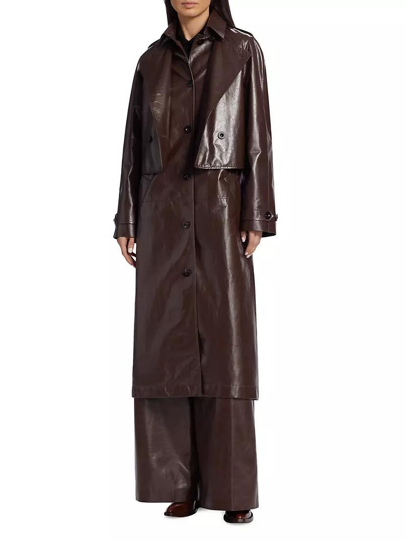 Double Layer Leather Trench Coat Product Image