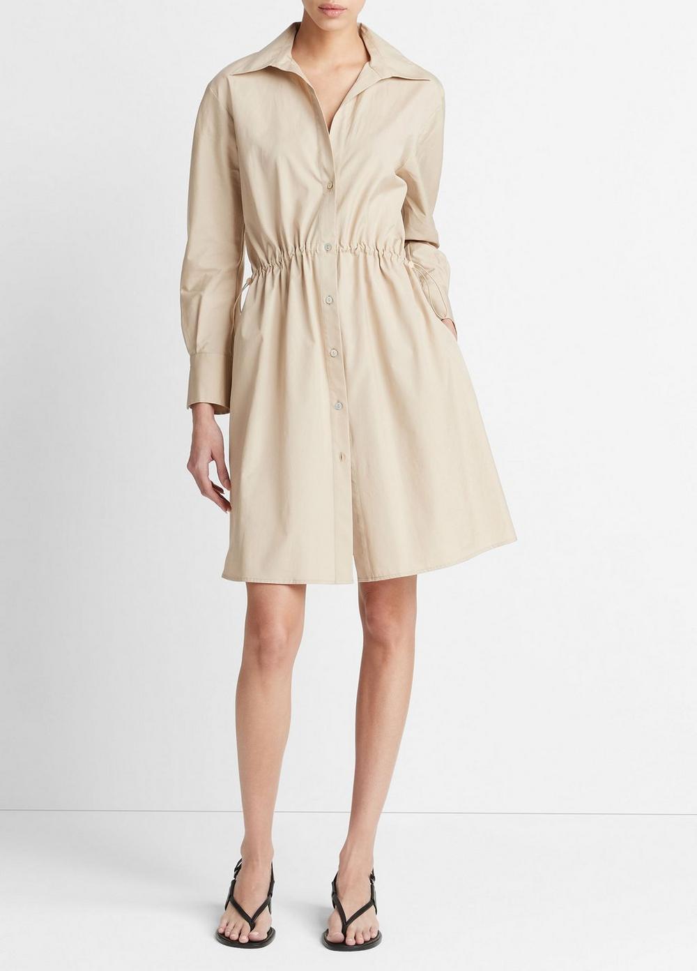 Cotton Drawcord Ruched Shirt Dress Product Image