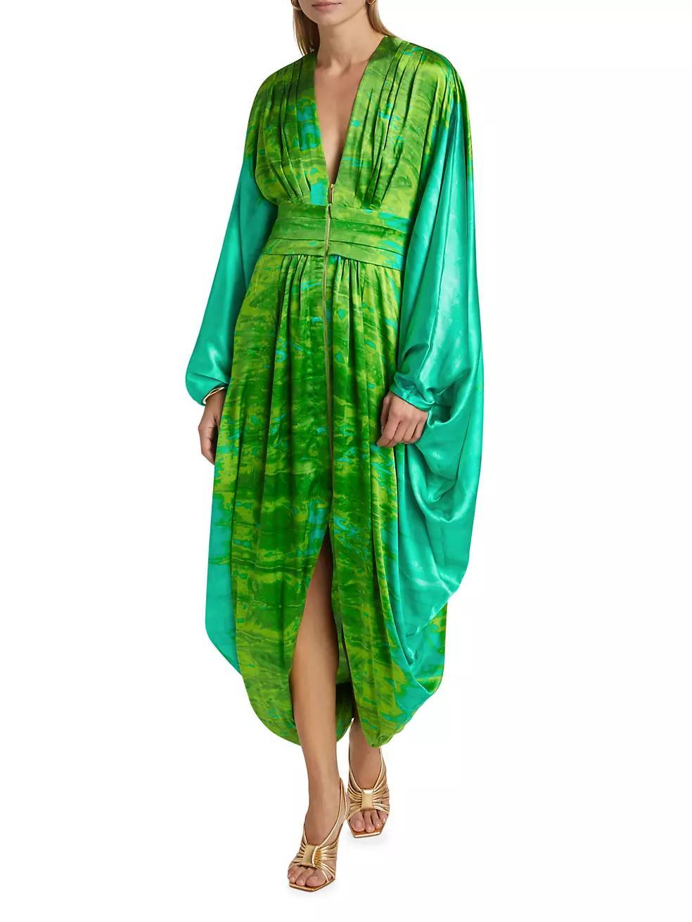 Danette Silk Bubble-Hem Maxi Dress Product Image