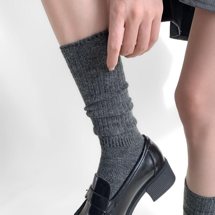 Plain Mid-Calf Socks Product Image