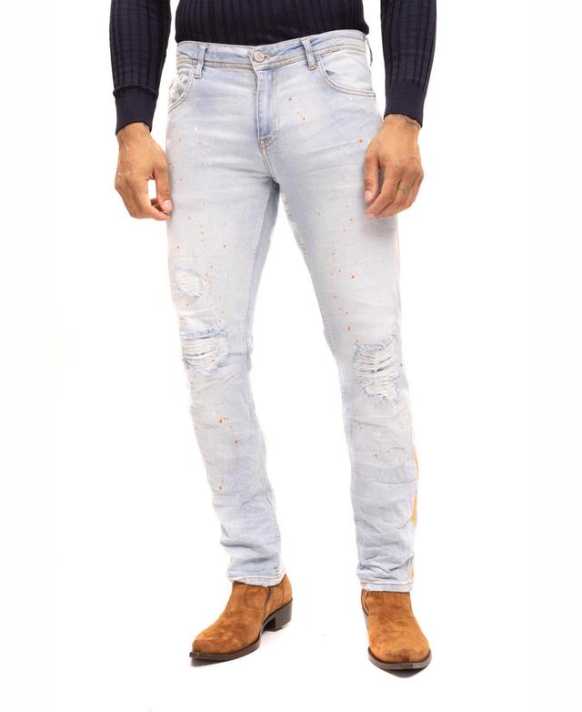 Ron Tomson Mens Modern Splattered Stripe Jeans Product Image