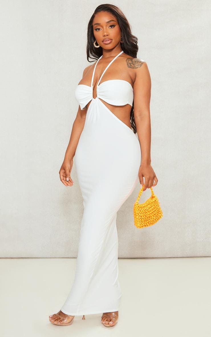 Shape White Ring Detail Cut Out Maxi Dress Product Image