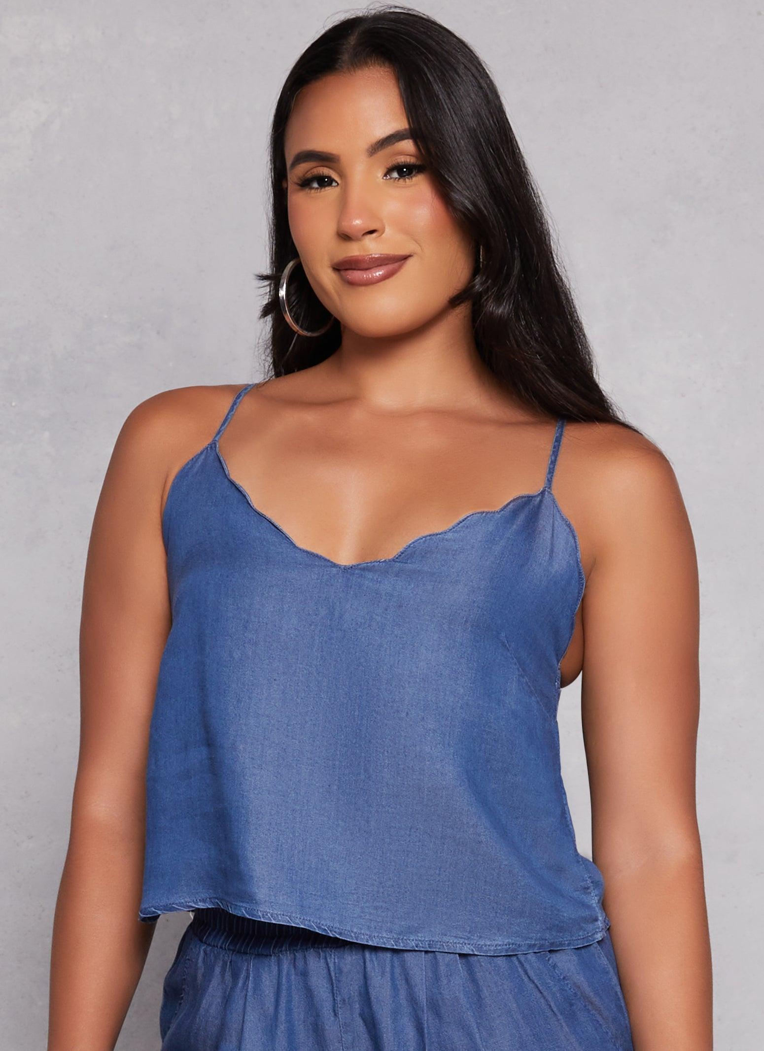 Womens Iris Chambray Scalloped Cami Product Image