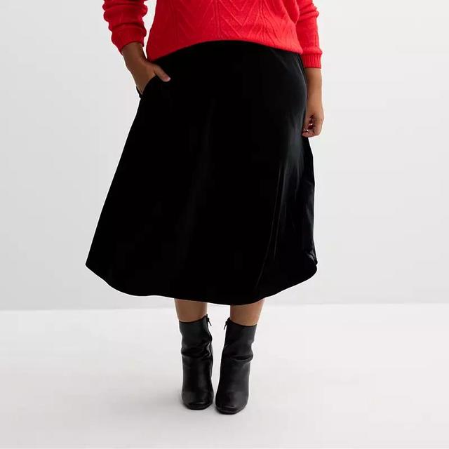 Plus Size Croft & Barrow Velvet Midi Skirt, Womens Product Image