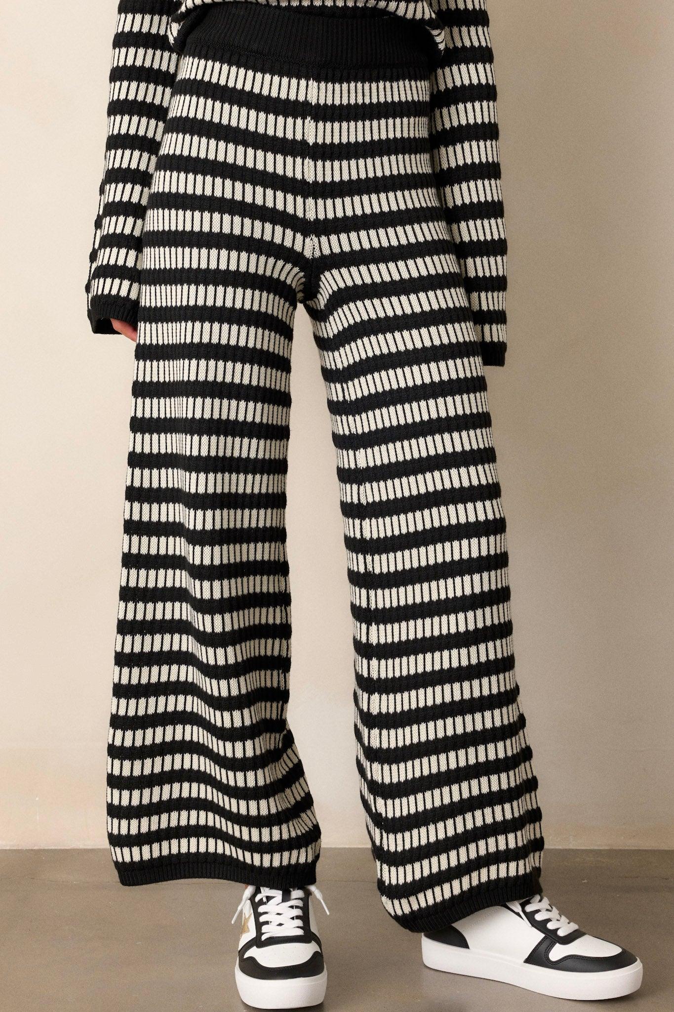 Ether Drift Black & Ivory Stripe Lounge Pants Product Image