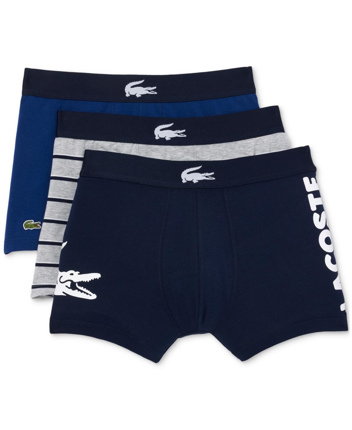 Lacoste Mens 3pk. Regular-Fit Big Croc Logo Trunk Underwear Product Image