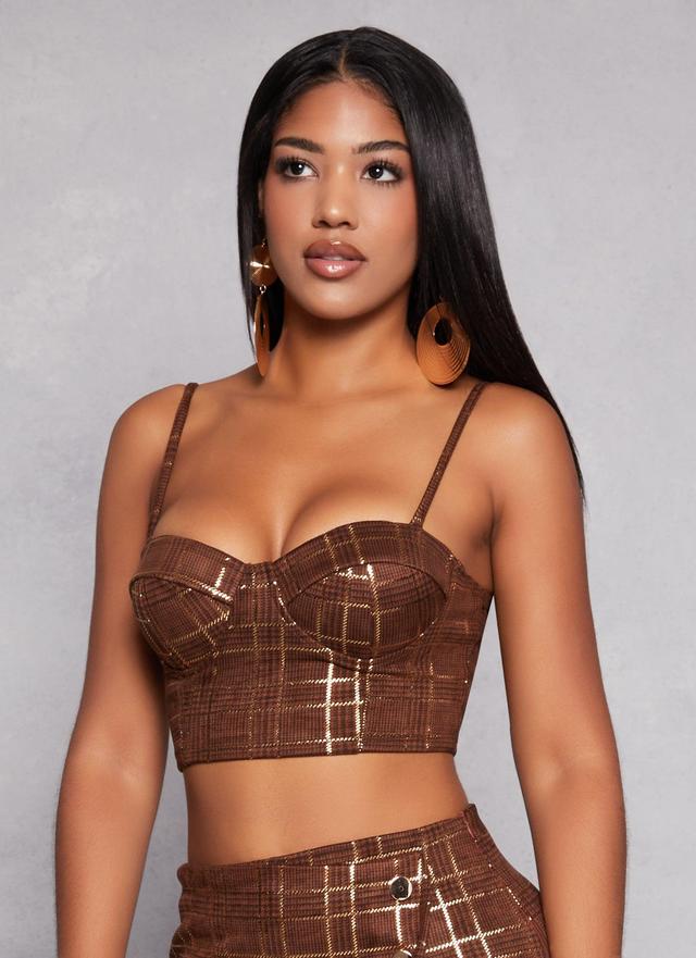 Womens Plaid Bustier Crop Top Product Image