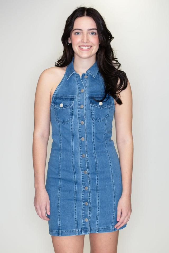 Denim Halter Dress Product Image