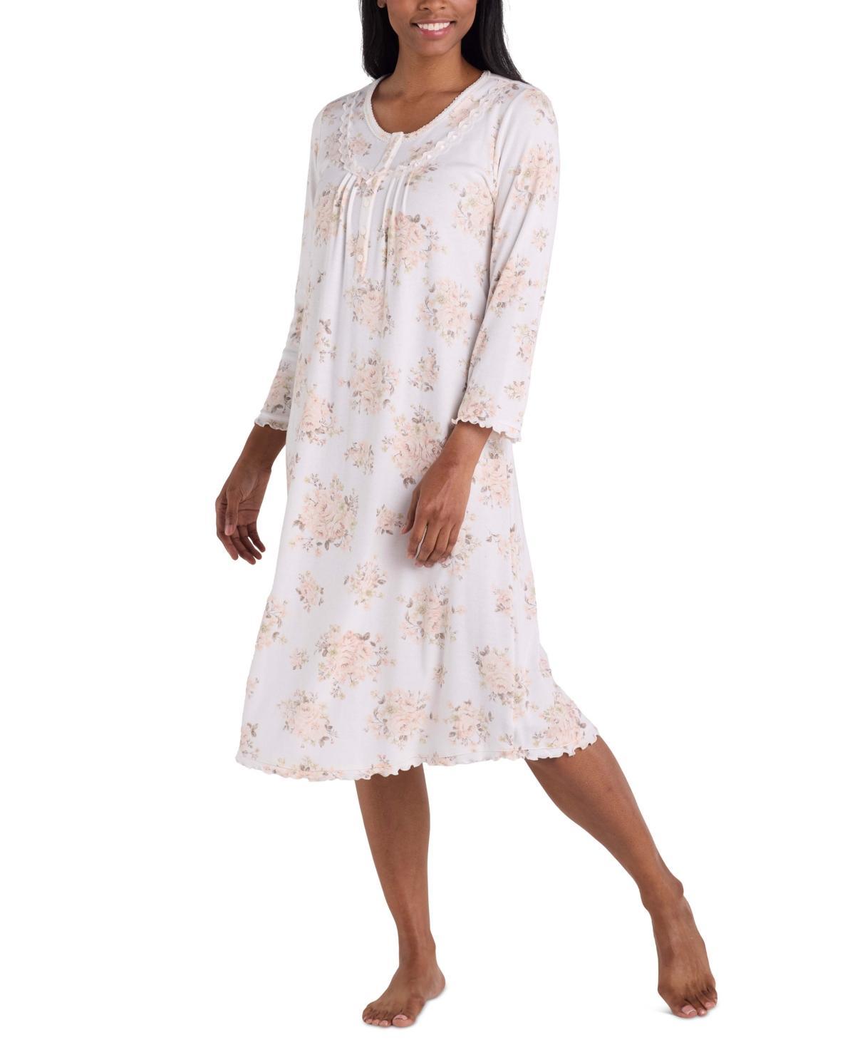 Miss Elaine Womens Floral Lace-Trim Nightgown Product Image