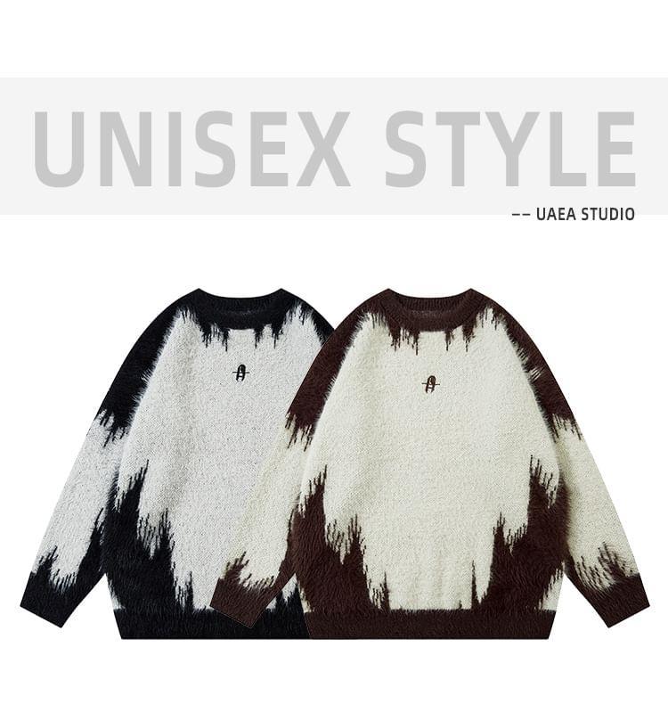 Couple Matching Crew Neck Patterned Sweater Product Image