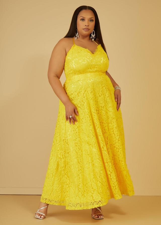 Plus Size Corded Lace Maxi Dress, - Ashley Stewart Product Image