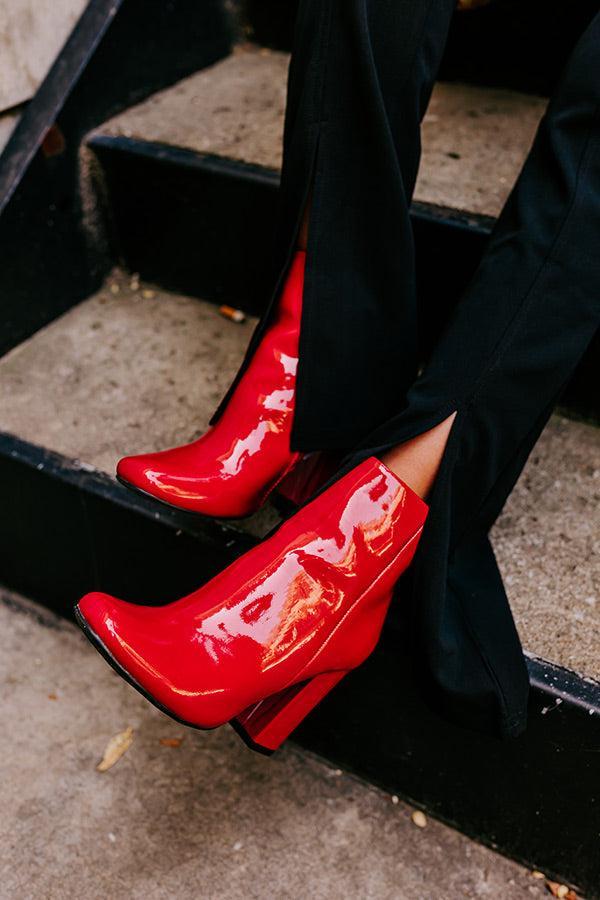 The Yasmine Patent Bootie In Red Product Image