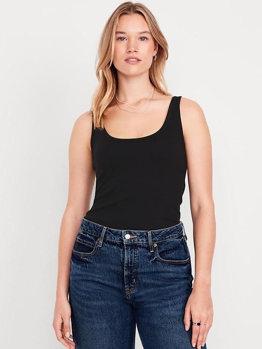 First-Layer Ribbed Scoop-Neck Tank Top Product Image