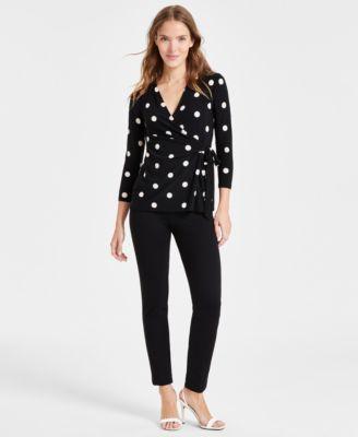 Anne Klein Petite Dot-Print Side-Tie Top Product Image