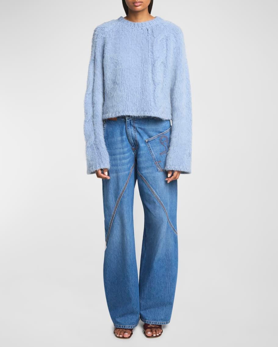 Cropped Cable Mohair Sweater Product Image