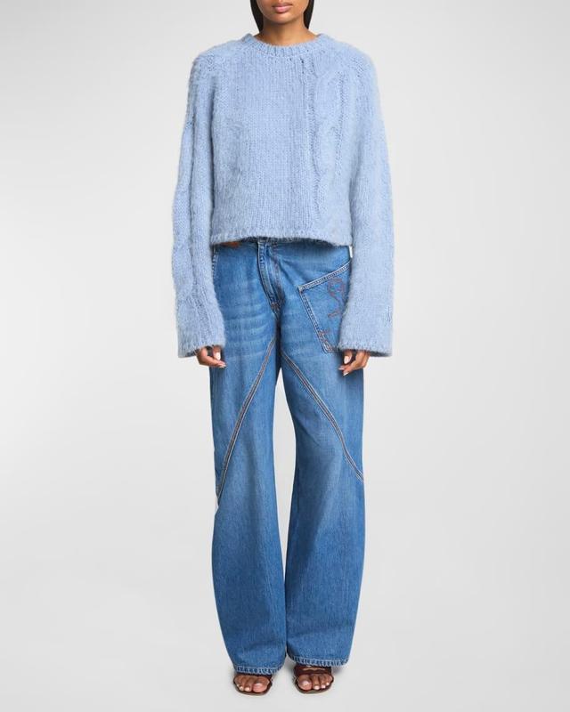 Cropped Cable Mohair Sweater Product Image