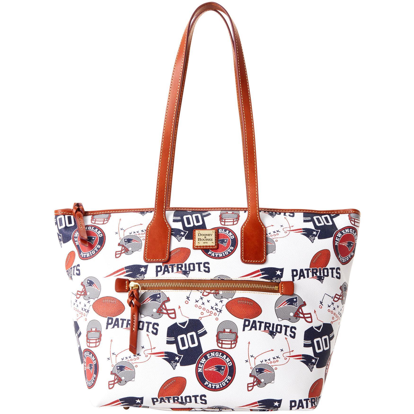 Dooney & Bourke Womens NFL Patriots Coated Cotton Tote Shopping Bag in White Multi Product Image