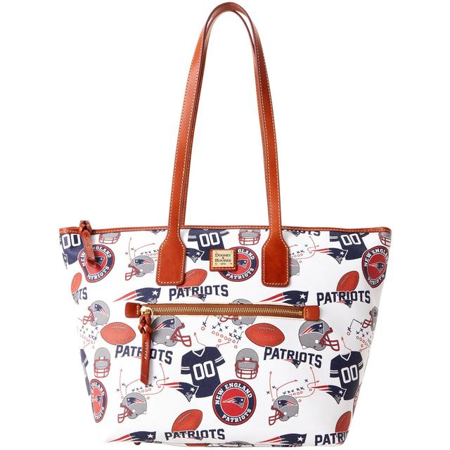 Dooney & Bourke Womens NFL Patriots Coated Cotton Tote Shopping Bag in White Multi Product Image