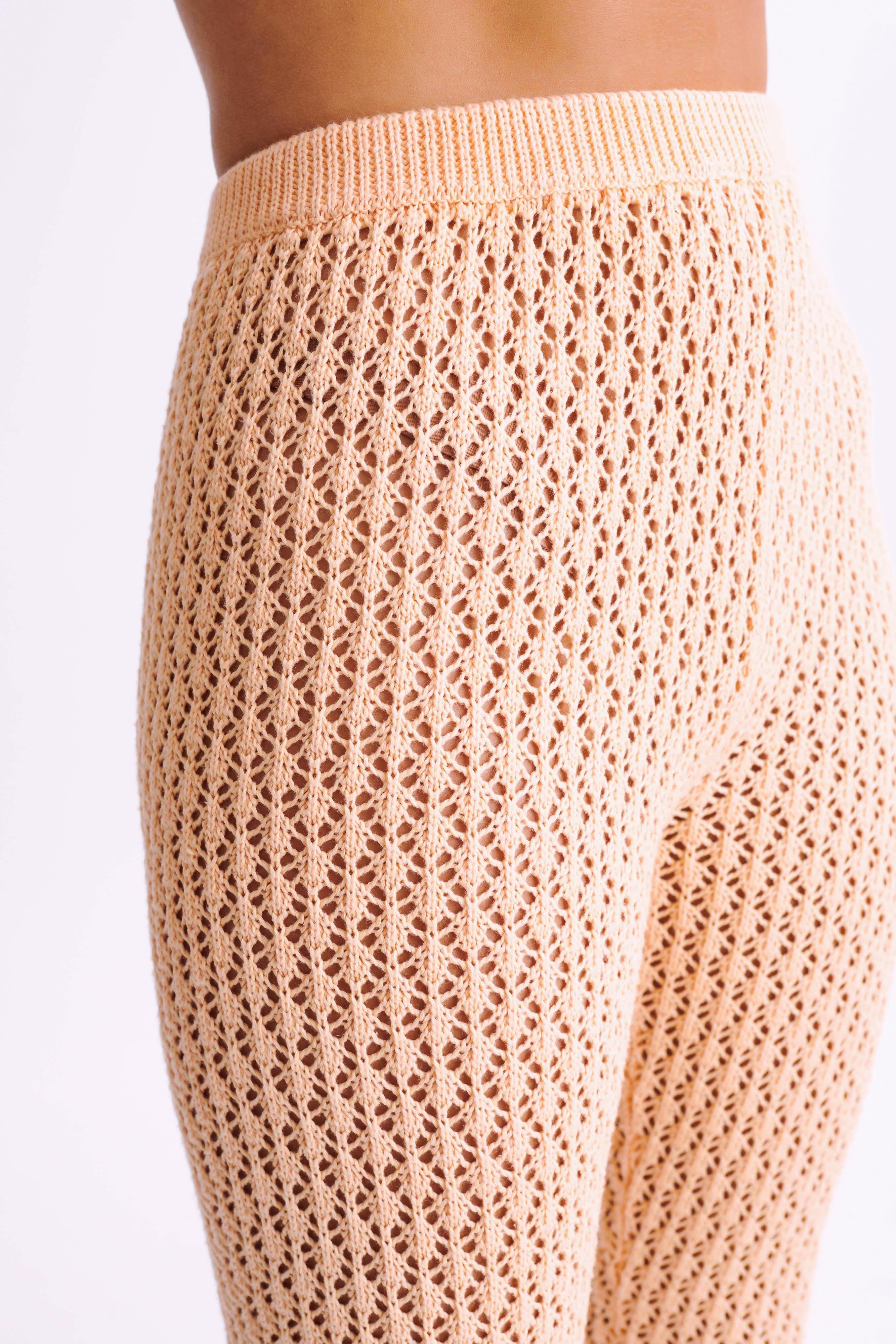 Rosana Crochet Straight Leg Pants - Apricot Product Image