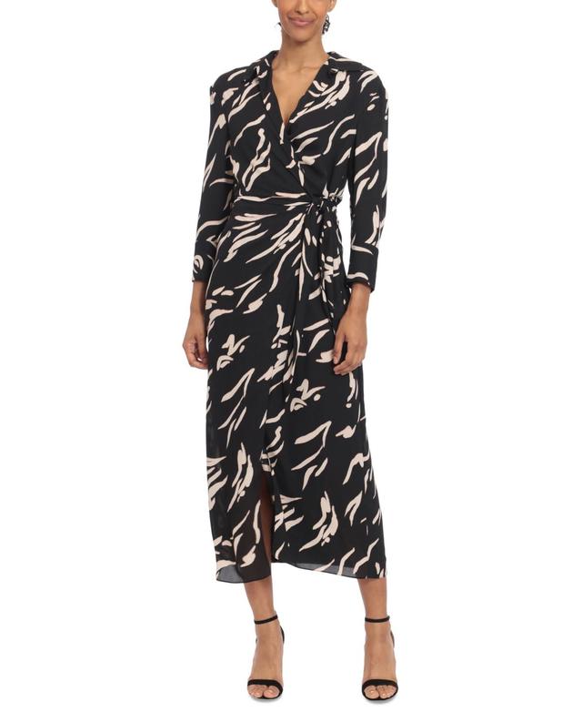 DONNA MORGAN FOR MAGGY Long Sleeve Chiffon Wrap Shirtdress Product Image