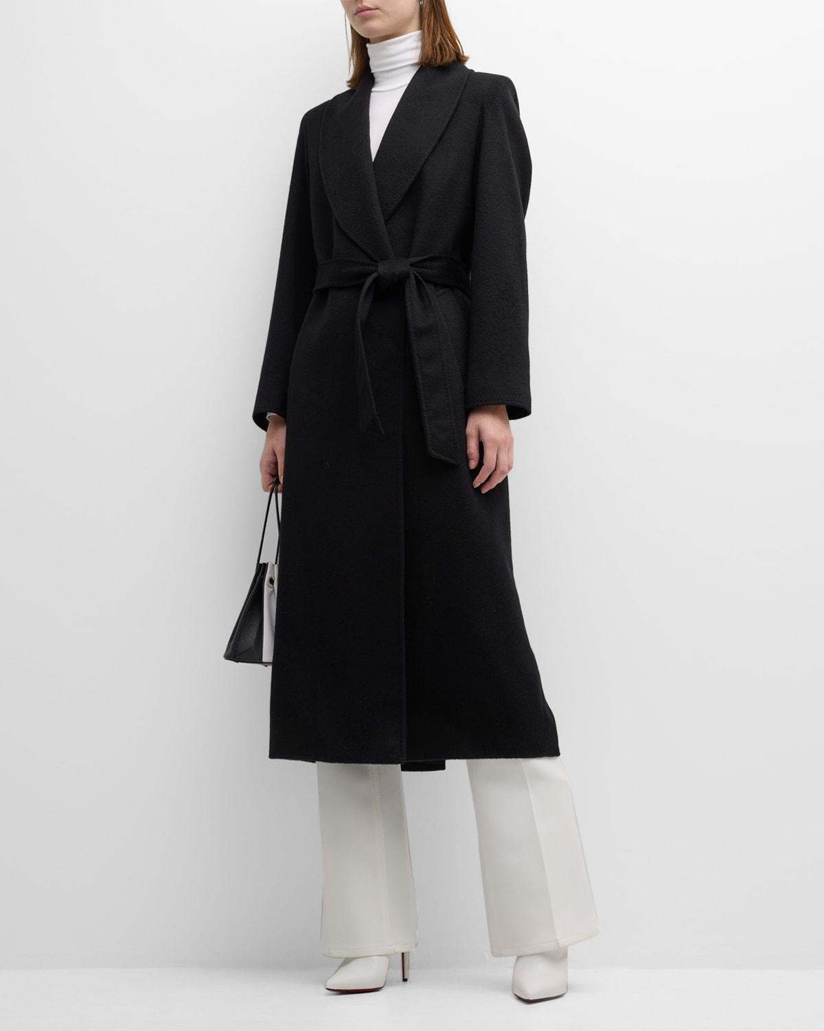 Cashmere Belted Wrap Coat with Pick-Stitched Detail Product Image