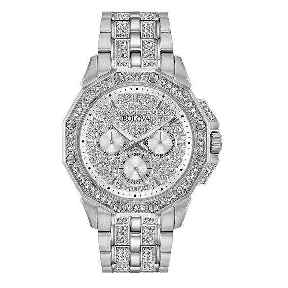 Bulova Mens Octava Crystal Chronograph Stainless Steel Bracelet Watch Product Image