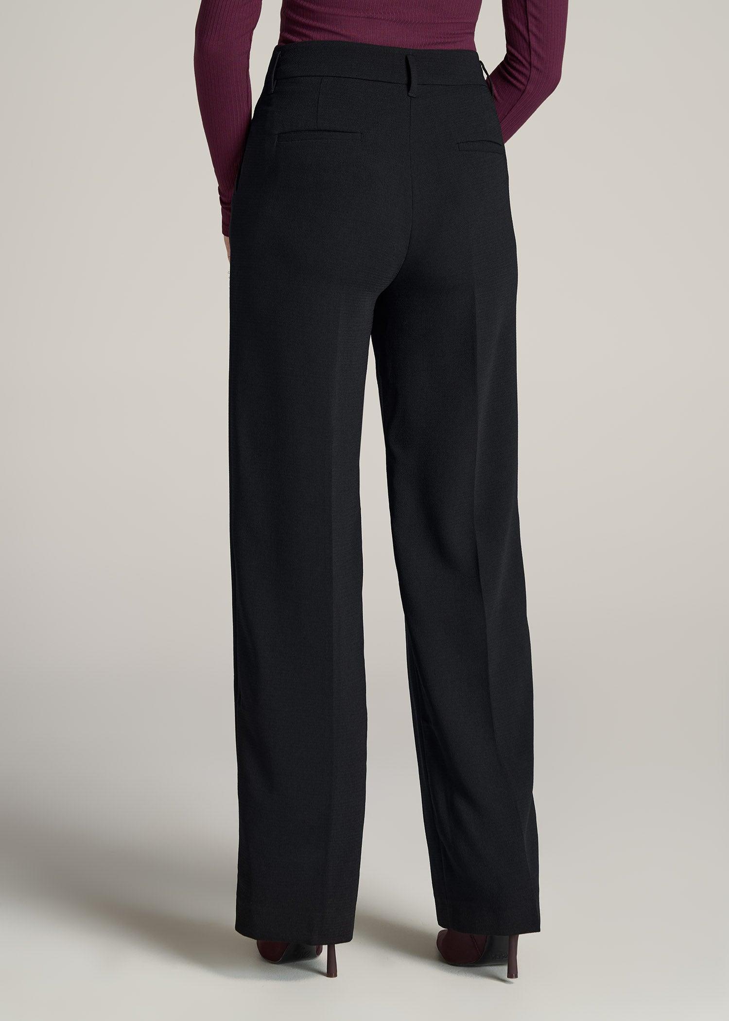 Pleated WIDE Leg Dress Pants for Tall Women in Black Product Image