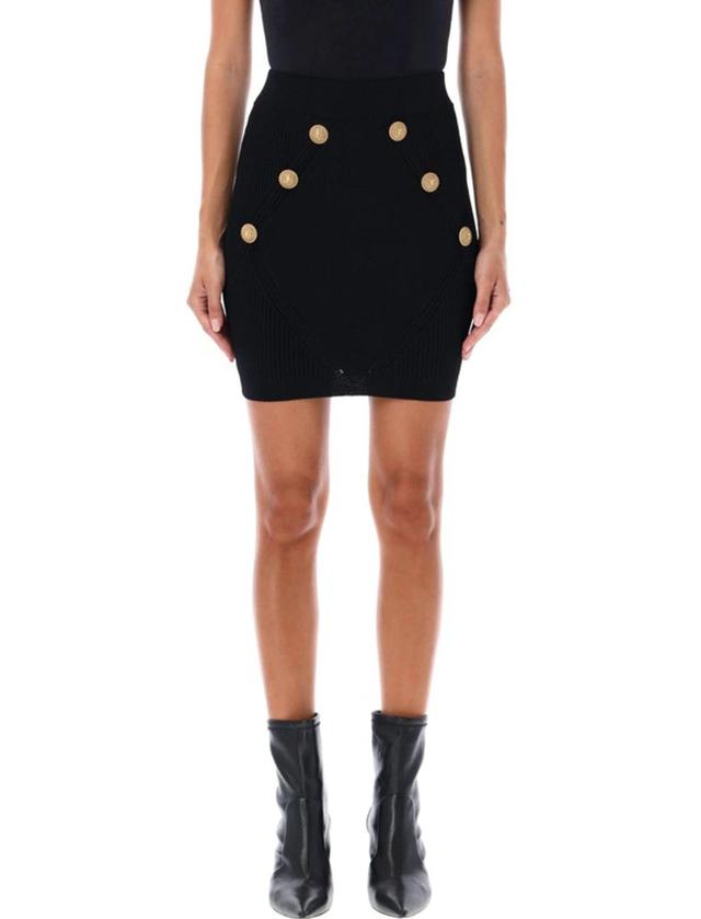 BALMAIN Button Detailed Mini Knitted Skirt In Black Product Image