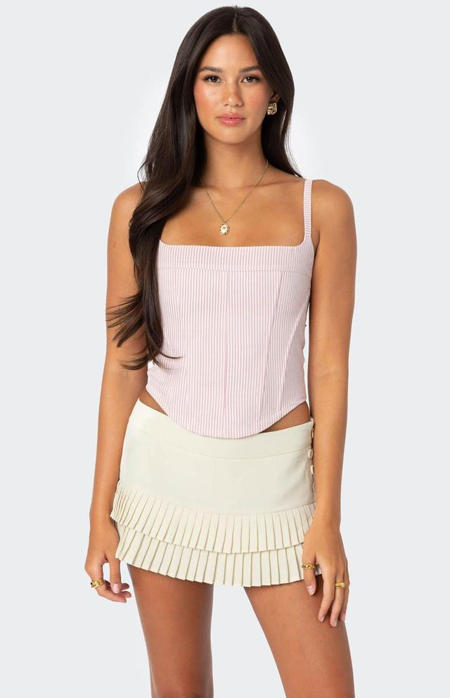 Edikted Women's Cammie Striped Corset in Pink/White - Product Image