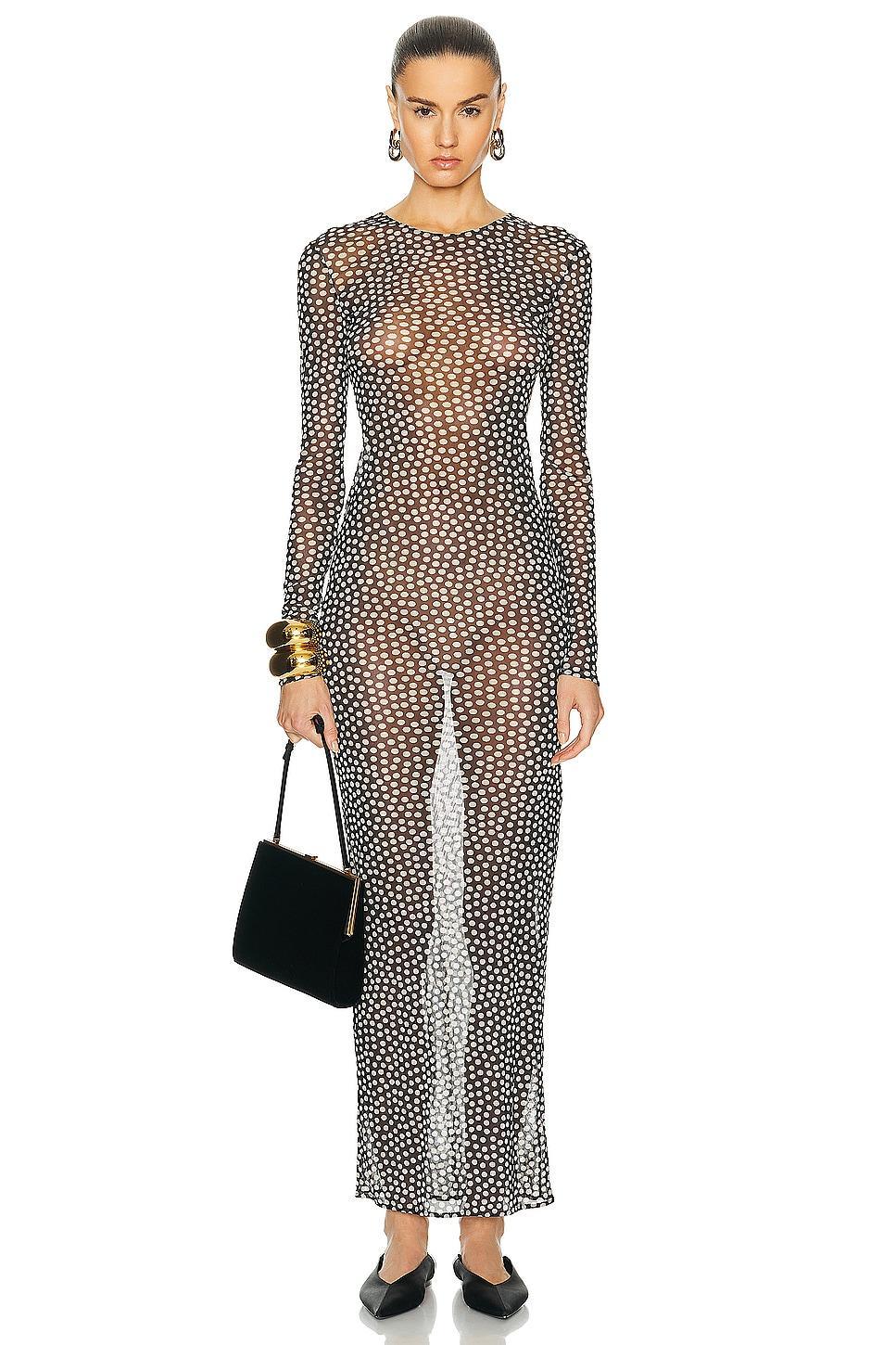 Saint Laurent Long Sleeve Maxi Dress Black. (also in 36, 38, 40). Product Image