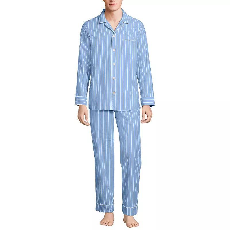 Mens Lands End Essential Long Sleeve Top & Pants Pajama Set Product Image