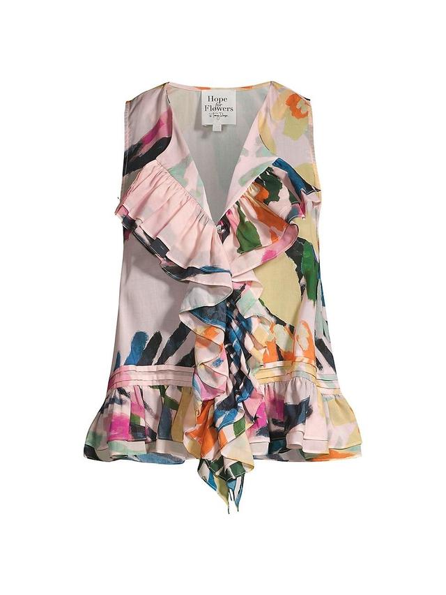 Womens Floral Ruffled Shell Product Image