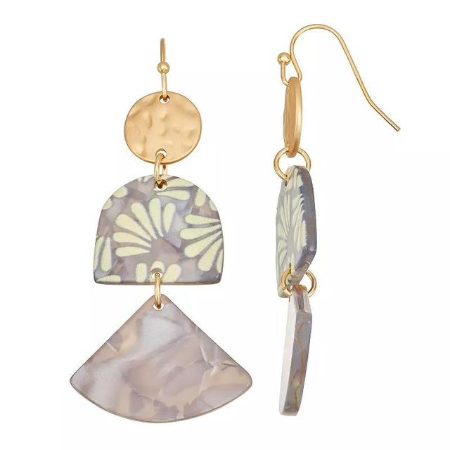 Sonoma Goods For Life Gold Tone Mix Media Drop Earrings, Womens, Gray Product Image