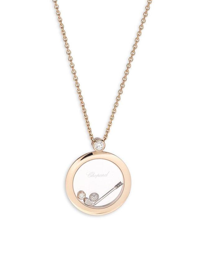 Womens Happy Golf 18K Rose Gold & Diamond Pendant Necklace Product Image