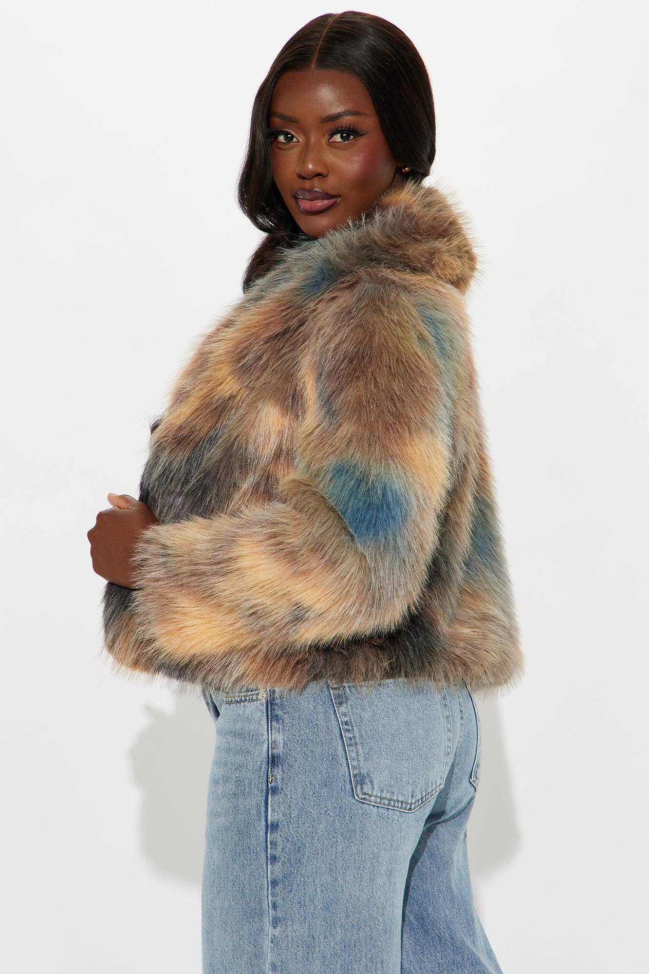 Have It On Lock Faux Fur Coat - Brown/combo Product Image