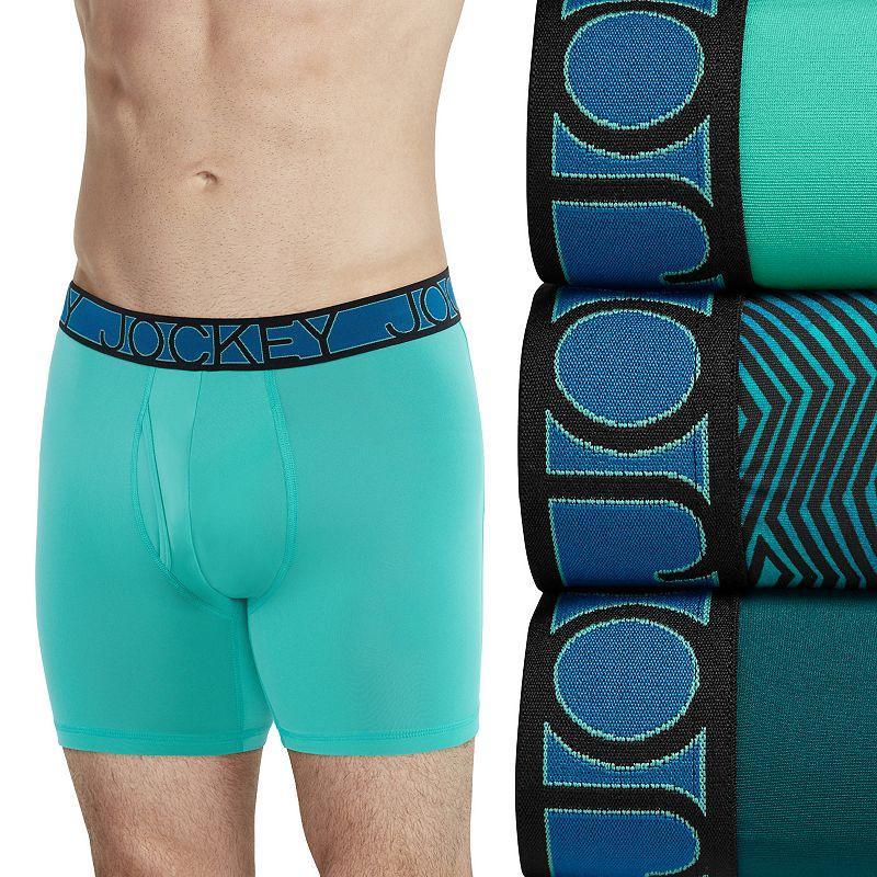 Mens Jockey 3-Pack Active Microfiber 5 Boxer Briefs Med Green Product Image