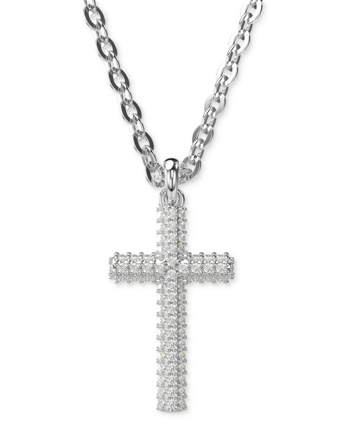 Womens Insigne Rhodium-Plated & Crystal Pav Small Cross Pendant Necklace Product Image