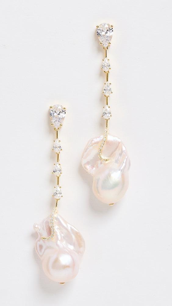 By Adina Eden 14k Dangling Baroque Pearl Stud Earrings | Shopbop Product Image