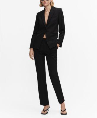 Mango Womens Fitted Suit Jacket Straight Pants Product Image