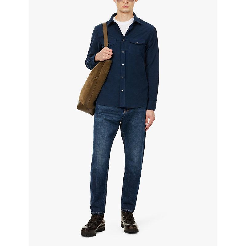 Mens Indigo Western Regular-fit Corduroy Shirt In Blue Product Image