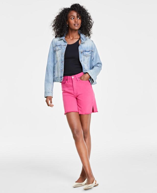 On 34th Womens High-Rise Frayed Denim Shorts, Created for Macys Product Image