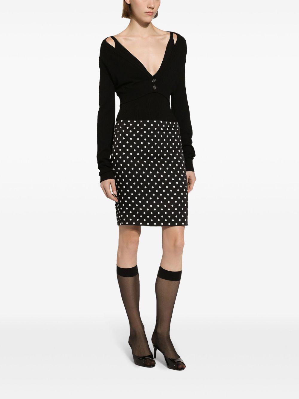 Polka-dot Print Pencil Skirt In Pois Product Image