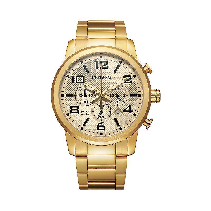 Citizen Mens Gold Tone Stainless Steel Chronograph Watch - AN8052-55P Product Image