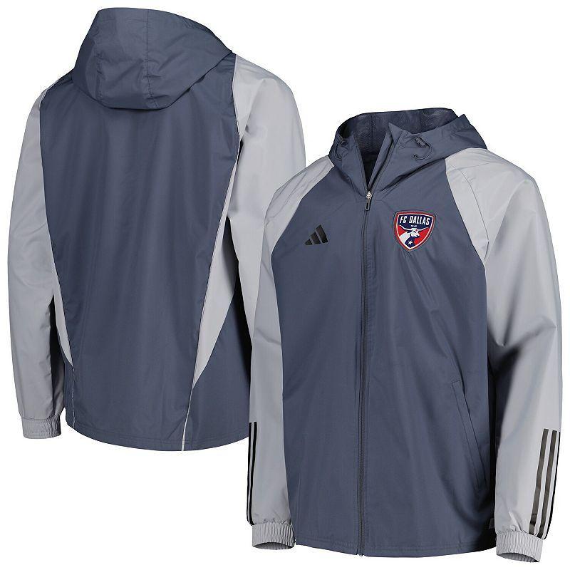 Mens adidas Charcoal FC Dallas All-Weather Raglan Hoodie Full-Zip Jacket Product Image