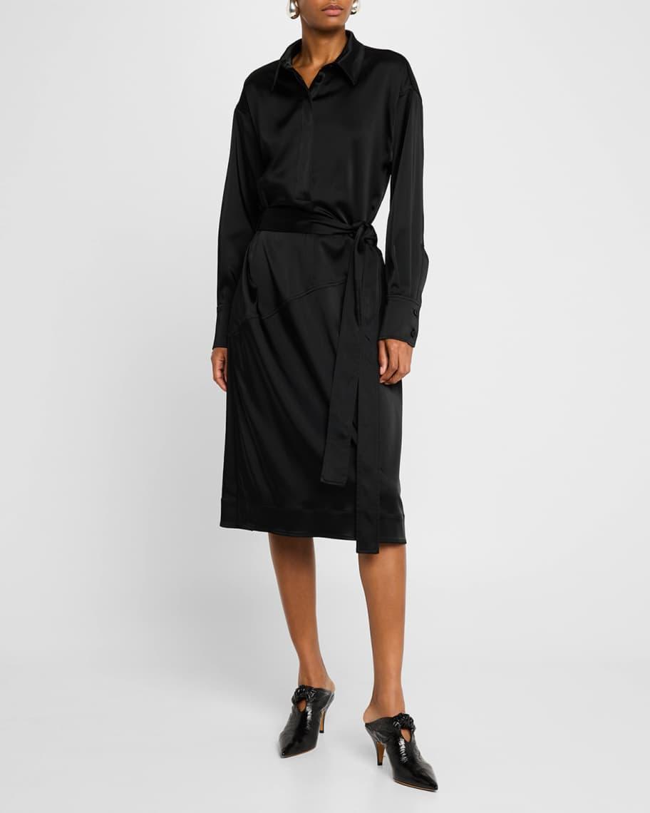 Andy Belted Technical Satin Midi Shirtdress Product Image