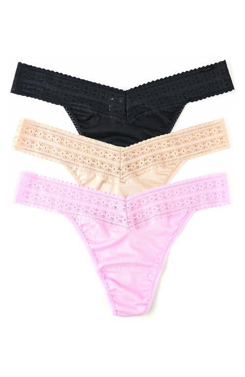 Hanky Panky DreamEase Original Rise Thong 3 Pack (Black/Chai/Pink) Women's Underwear Product Image