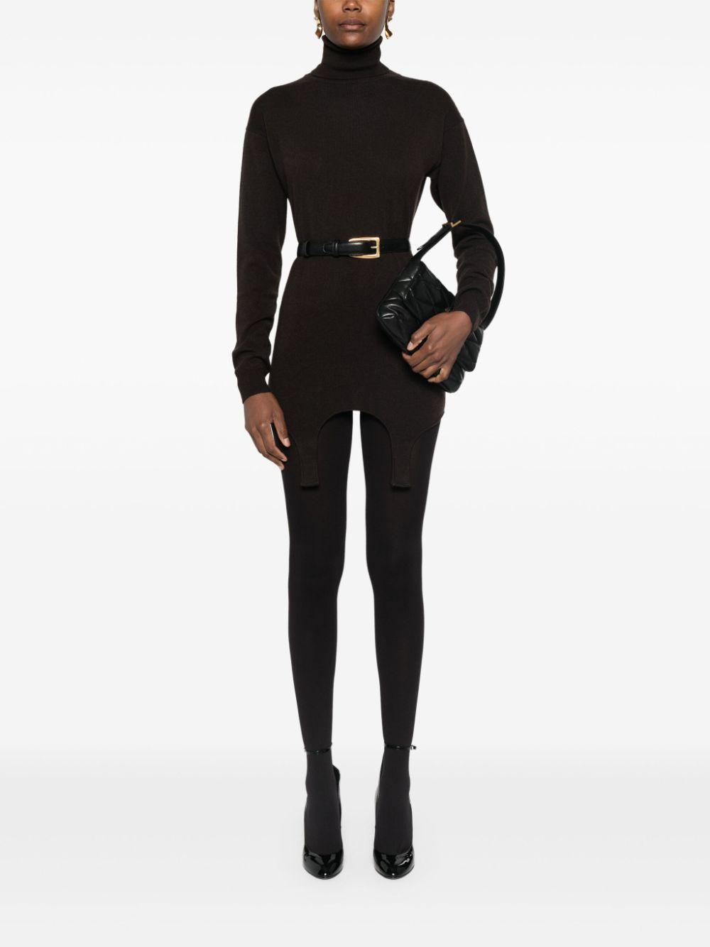 SAINT LAURENT Cashmere Turtleneck Pullover With Garter Belt In Blue Product Image