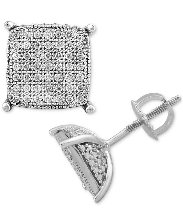 Mens Diamond Cushion Cluster Stud Earrings (1/4 ct. t.w.) in Sterling Silver Product Image